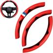 karltys compatible with steering wheel cover for bmw carbon fiber car steer wheel covers leather sport auto accessories red 3pcs logo