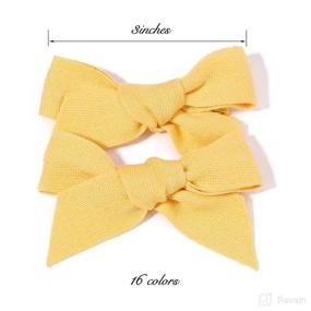 img 3 attached to Set of 32 Linen Hair Bows Clips for Baby Girls - 3.5in Hair Barrettes and Hair Accessories - Perfect for School Girls and Toddlers - Sold in Pairs