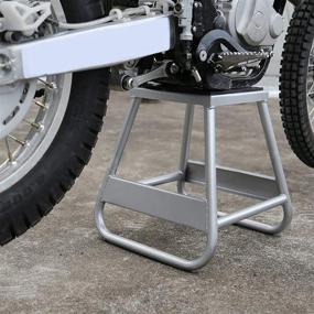 img 2 attached to ✨ Premium MILLION PARTS Motorcycle Motocross Dirt Bike Panel Stand - High Capacity Steel Bike Stand Platform for Efficient Maintenance Hoist Lift Jack - Sleek Silver Design