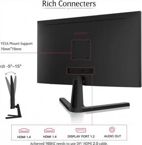 img 2 attached to 💻 Ultra Thin 24E4 - FreeSyncTM Compatible Monitor with 1920X1080P Resolution, 165Hz Refresh Rate, Wall Mountable, Blue Light Filter, Tilt Adjustment, Frameless Design and HD Display