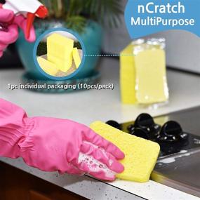 img 1 attached to 🧽 JINCLEAN 10 Pack Pop Up Compressed Cellulose Scrub Sponges for Kitchen and Bathroom Cleaning - Perfect for Trucker, Camper, and Backpacker