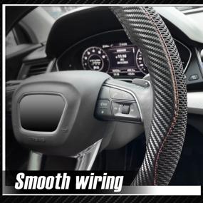 img 1 attached to 🚗 LIKEWEI Carbon Fiber Steering Wheel Cover: Universal 15-inch, Ultra-Comfortable Microfiber Leather, Breathable Fabric, Non-Slip Grip, Year-Round Comfort (Black)