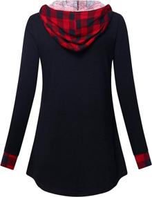 img 2 attached to Women'S Zip V Neck Tunic Shirt, Lightweight Plaid Long Sleeve Tops