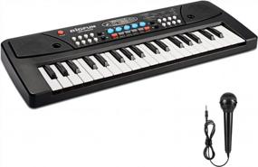 img 4 attached to 37-клавишная электрическая игрушка для пианино для детей, многофункциональная с микрофоном - идеально подходит для маленьких девочек и мальчиков - черный цвет от APerfectLife
