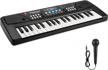 37-key electric piano keyboard toy for kids, multifunctional with microphone - ideal for toddler girls and boys - black color by aperfectlife logo