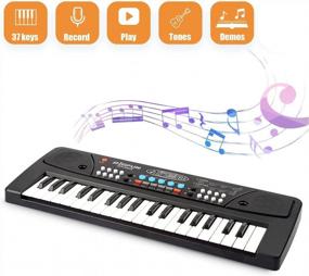 img 3 attached to 37-клавишная электрическая игрушка для пианино для детей, многофункциональная с микрофоном - идеально подходит для маленьких девочек и мальчиков - черный цвет от APerfectLife