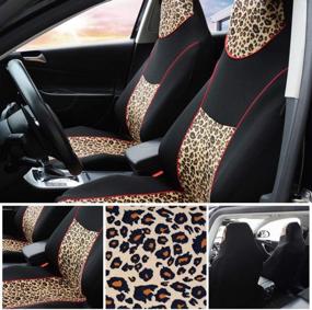 img 2 attached to 2PCS Autoyouth Trendy Yellow Leopard Pattern Front Seat Covers - Universal Fit For Cars, SUVs, And Trucks - Made Of Velvet Fabric For Added Comfort And Style