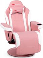 массажное игровое кресло goplus в розовом цвете - гоночное кресло с регулируемой спинкой и подставкой для ног, эргономичное компьютерное офисное кресло с высокой спинкой из искусственной кожи, вращающееся игровое кресло с подстаканником и боковой сумкой логотип