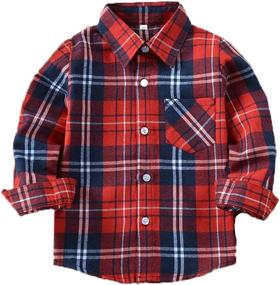 img 4 attached to 👕 Yinggeli Little Sleeve Button Flannel Boys' Clothing: Top-Notch Tops, Tees & Shirts