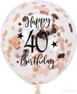 🎈 stunning rose gold 40th confetti latex balloons: celebrate a woman's happy 40 years birthday party with 16 pack balloon decoration, 12in size логотип