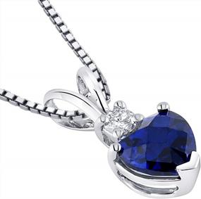 img 2 attached to Heart-Shaped 14K White Gold Blue Sapphire & Diamond Pendant - 1.20 Carats Total