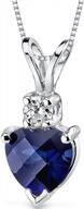 heart-shaped 14k white gold blue sapphire & diamond pendant - 1.20 carats total logo