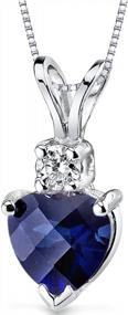 img 4 attached to Heart-Shaped 14K White Gold Blue Sapphire & Diamond Pendant - 1.20 Carats Total
