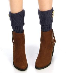 img 1 attached to Women'S Winter Cable Knit Fuzzy Leg Warmers - Thick, Long Boot Cuffs