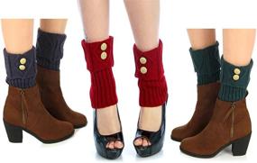 img 4 attached to Women'S Winter Cable Knit Fuzzy Leg Warmers - Thick, Long Boot Cuffs