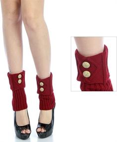 img 3 attached to Women'S Winter Cable Knit Fuzzy Leg Warmers - Thick, Long Boot Cuffs