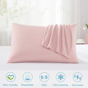 img 3 attached to Queen Size Cooling Pillowcases, 2 Pack Japanese Q-Max 0.45 Arc-Chill Cooling Fiber Pillow Cover, Breathable Soft Eco-Friendly Hidden Zipper Design (20X30 In)-Pink