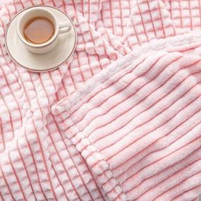 img 1 attached to Soft & Warm Flannel Blanket Throw With Grid Pattern For Home Decor - LOMAO Pink 51"X63