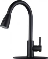 wowow black kitchen faucet with sprayer, pull down kitchen sink faucet lead-free, stainless steel single handle kitchen faucets with deck plate, 360 swivel high arc single hole rv kitchen faucet logo