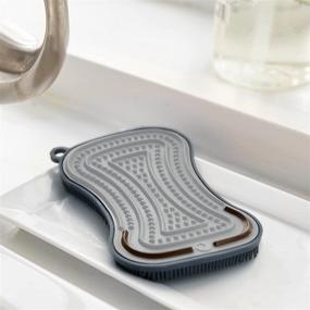 img 3 attached to 🌿 GreenLife Reusable Silicone 2 Pack Sponge and Scrubber, Hygienic & Odor Resistant Dish Washing, Scratch-Free Cleaning, Dishwasher & Microwave Safe, BPA Free, Grey & Black - Ultimate Eco-Friendly Solution