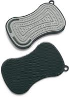🌿 greenlife reusable silicone 2 pack sponge and scrubber, hygienic & odor resistant dish washing, scratch-free cleaning, dishwasher & microwave safe, bpa free, grey & black - ultimate eco-friendly solution logo