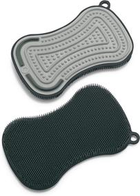 img 4 attached to 🌿 GreenLife Reusable Silicone 2 Pack Sponge and Scrubber, Hygienic & Odor Resistant Dish Washing, Scratch-Free Cleaning, Dishwasher & Microwave Safe, BPA Free, Grey & Black - Ultimate Eco-Friendly Solution