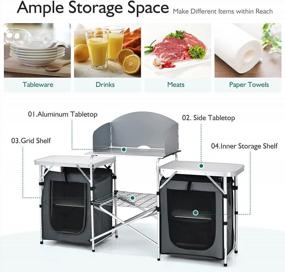 img 2 attached to Portable And Convenient: Goplus Folding Camping Kitchen Table With Storage, Windscreen, And Cook Station For Outdoor BBQ, Picnics & Parties