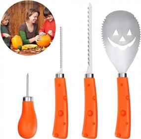 img 4 attached to BESTonZON 4 Pack Pumpkin Carving Kit - Heavy Duty Stainless Steel Pumpkin Carving Tools For Kids And Adults Halloween Creative Carving
