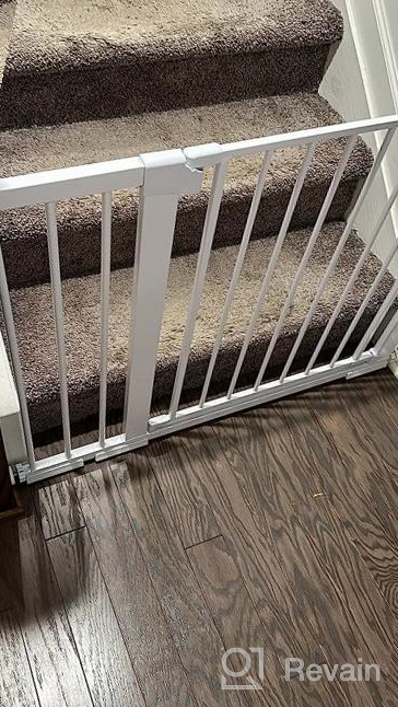 img 1 attached to Cumbor 36" Extra Tall Baby Gate For Dogs And Kids With Wide 2-Way Door, 29.7"- 46" Width, And Auto Close Personal Safety For Babies And Pets, Fits Doorways, Stairs, And Entryways, White review by Marcus Britton