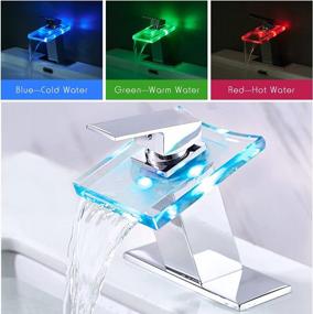 img 3 attached to Chrome LED Bathroom Sink Faucet With Glass Waterfall Spout - Single Or 3 Hole Installation, 4 Inch Centerset - Stylish And Functional Bathroom Faucet