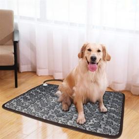 img 2 attached to 🐶 Large Dog Bed Outdoor or Home Heating Pad - Electric Heating Mat for Dog House Crate Pad - Waterproof & Easy to Clean - Chew Proof Cord - Gray - 34"x21" - 30-60W