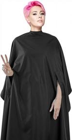 img 4 attached to Water Resistant Black All-Purpose Salon Cape With Hand Openings For Client Mobility And Bleach Proof Protection, Ideal For Cricket Hand Talkers