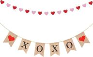 valentine's day banner with pink red glittery heart garland - perfect for diy valentines decorations, wedding anniversary engagement bridal shower party favors! logo