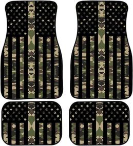 img 4 attached to LedBack Cars Front And Rear Floor Mat Durable Comfortable Driver Seat Foot Mat American Flag Green Camouflage Design Cars Interior Front Floor Mats 4Pc Pack