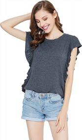 img 3 attached to Women'S Summer Ruffle Shirt - BELONGSCI Casual Loose Blouse Top W/ Flutter Sleeves