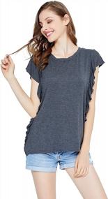 img 4 attached to Women'S Summer Ruffle Shirt - BELONGSCI Casual Loose Blouse Top W/ Flutter Sleeves