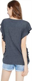img 1 attached to Женская летняя рубашка с рюшами - BELONGSCI Повседневная свободная блузка с рукавами-крылышками
