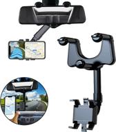 📱 360° rotatable and foldable car rear view mirror phone holder – multifunctional and retractable phone holder for all smartphones logo