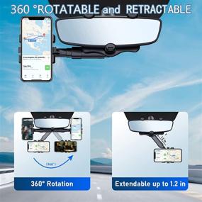 img 1 attached to 📱 360° Rotatable and Foldable Car Rear View Mirror Phone Holder – Multifunctional and Retractable Phone Holder for All Smartphones