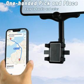 img 3 attached to 📱 360° Rotatable and Foldable Car Rear View Mirror Phone Holder – Multifunctional and Retractable Phone Holder for All Smartphones