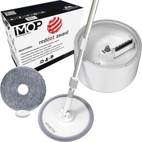 img 4 attached to 🧹 VENETIO iMOP Spin Mop and Bucket Set with Internal Water Filtration System - Self Cleaning Dry & Wet Flat Floor Mop for Home Hardwood, Tile - Ideal for Pet Owners, White/Gray