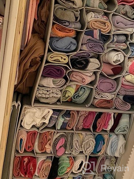 img 1 attached to Joyoldelf Sock Drawer Organizer Divider Underwear Organizer 24-Cell Fabric Dresser Drawer Sock Organizers For Socks Lingerie, Handkerchiefs, Ties (Blended-Grey) review by Flip Shaw