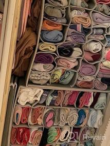 img 5 attached to Joyoldelf Sock Drawer Organizer Divider Underwear Organizer 24-Cell Fabric Dresser Drawer Sock Organizers For Socks Lingerie, Handkerchiefs, Ties (Blended-Grey)