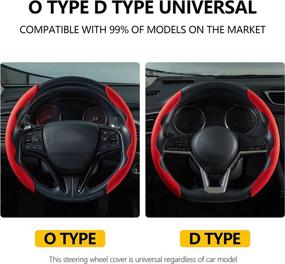 img 1 attached to Enhance Your Driving Experience with the New Red Suede Steering Wheel Cover - Sporty, Safe, and Non-Slip Car Accessory for Both Men and Women