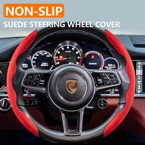 img 3 attached to Enhance Your Driving Experience with the New Red Suede Steering Wheel Cover - Sporty, Safe, and Non-Slip Car Accessory for Both Men and Women