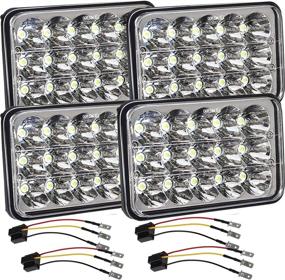 img 4 attached to DOT Approved 4x6 LED Headlights Hi/Lo Sealed Beam, Replacing Projector Rectangular H4651 H4652 H4656 H6545 Headlamp for Peterbilt KW Kenworth Freightinger Ford Probe Chevy Oldsmobile Cutlass - Pack of 4