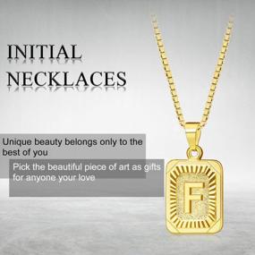 img 3 attached to Personalize Your Style: 18K Gold Plated Initial Necklaces For Women - Rectangle Pendant With Alphabet Letters