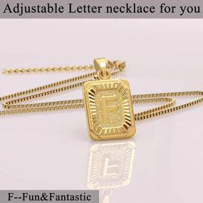 img 2 attached to Personalize Your Style: 18K Gold Plated Initial Necklaces For Women - Rectangle Pendant With Alphabet Letters