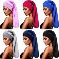 🎩 satinior satinior sleep cap s5 6-pack: long satin bonnet night caps with elastic band – solid color collection logo