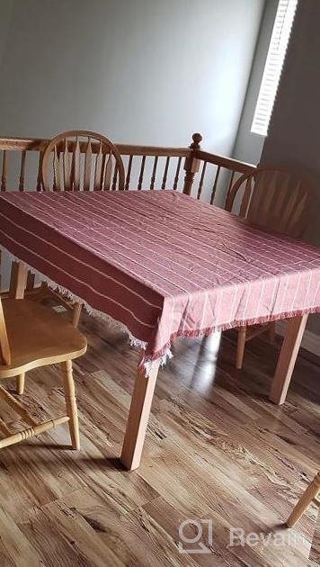 img 1 attached to Folkulture Boho Stripe Tablecloth For Farmhouse Décor And Outdoor Picnics, 60 X 84 Inches In Cherry Red review by Nick Worley